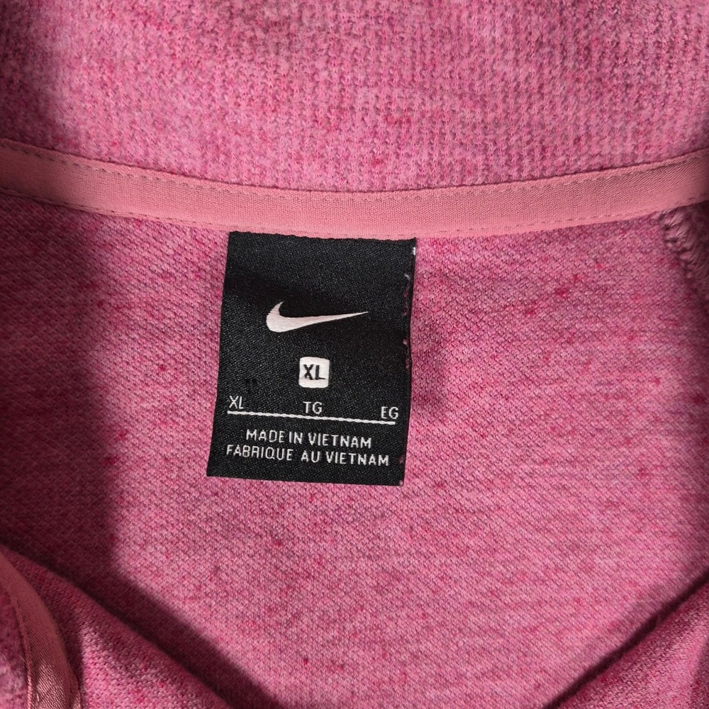 Nike Quarter Zip Pullover Womens XL Pink Waffle Knit Swoosh Long Sleeve - Picture 3 of 7